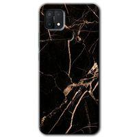 MRCİLETİSİM Oppo A15s Kılıf Kapak - Siyah Gold Mermer +Hayalet Ekran Yandan Gözükmez