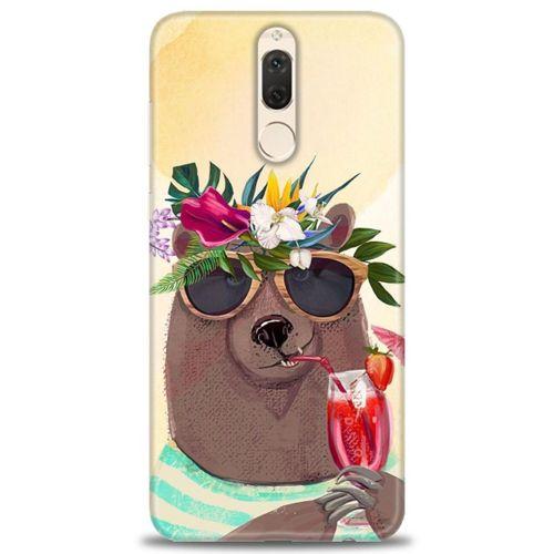 Huawei Mate 10 Lite Kılıf HD Baskılı Kılıf - Keyifli Ayı + Tam Ekran Koruyucu