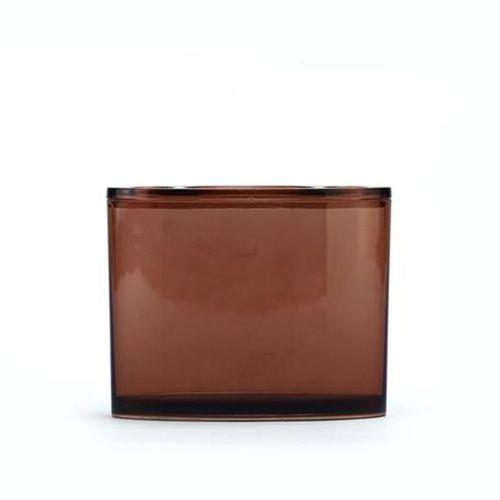 2 Adet Diş Fırçalık Oval Kahverengi Akrilik 13X5X10Cm Banyo Seti