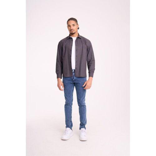 Alfonso Ekose Büyük Kareli Relaxed Fit %100 Pamuklu Flanel Kumaş Erkek Gömlek - Kahve