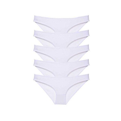 5 adet Süper Eko Set Likralı Kadın Slip Külot Beyaz
