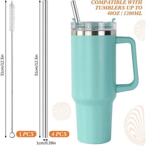 31 cm Ekstra Uzun Paslanmaz Çelik Pipet Seti – 3 Parça (Eğri + Düz + Fırça)