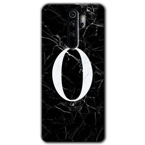 BeRa Aksesuar Xiaomi Redmi Note 8 Pro Kılıf Baskılı Kapak - Siyah Mermer Desenli O Harfi +Tam Kaplayan Mat Seramik