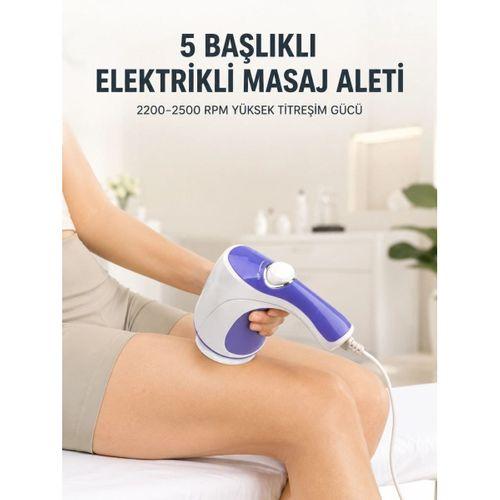 5 Başlıklı Elektrikli Masaj Aleti 2200-2500 Rpm Yüksek Titreşimli Vücut Bakım Ve Rahatlama Cihazı