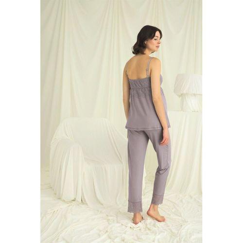 Dantelli Hamile Lohusa 3lü Pijama Takımı