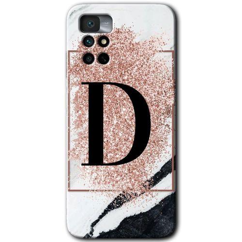 Xiaomi Redmi Note 11 4G HD Baskılı Kılıf + 9D Tam Ekran Koruyucu - Pembe Mermer Desenli D Harfi