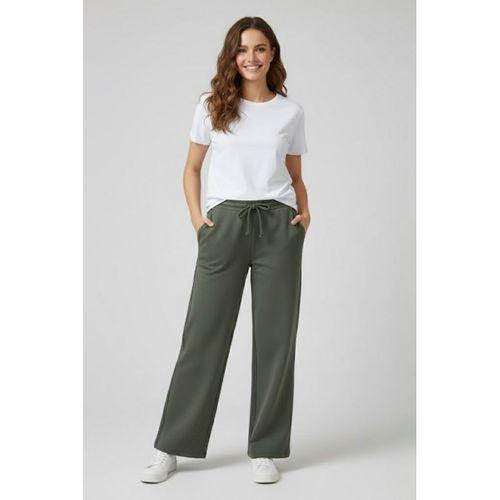 Kadın İki İplik Rahat Kalıp Yüksek Bel Geniş Paça Pantolon SPR26EAK988