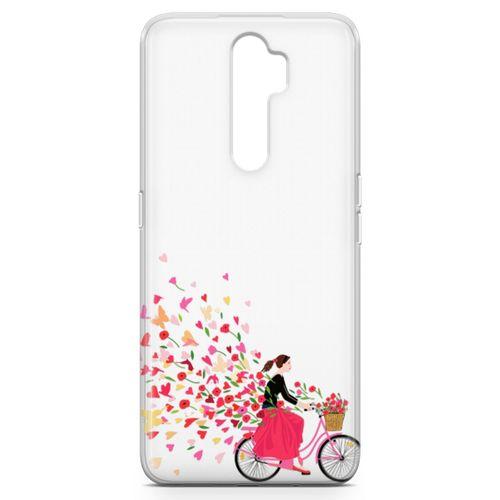 Oppo A5 2020 Kılıf Çiçek Saçan Bisiklet Arka Kapak Koruma Desenli Full Koruyucu