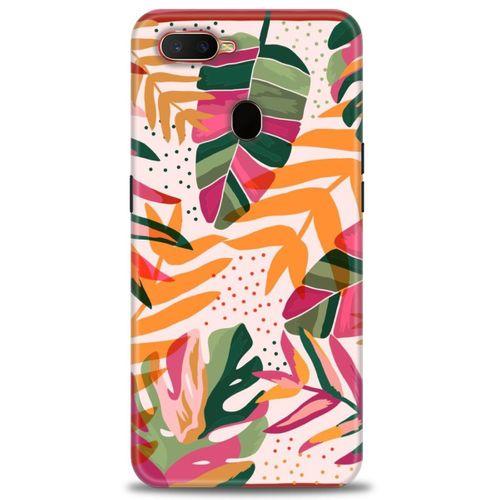 Oppo A5S Kılıf HD Baskılı Kılıf - Turuncu Pembe + Tam Ekran Koruyucu