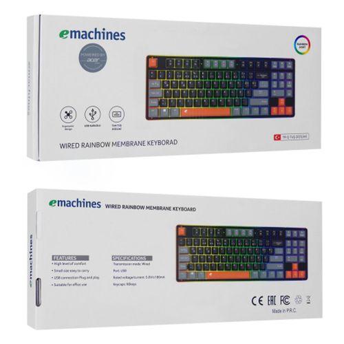 ACER eMachines, EAK216, Siyah, USB Kablolu, Rainbow Backlight, Membran Renkli Tuşlar, Türkçe Q, 90 Tuşlu, Gaming Klavye