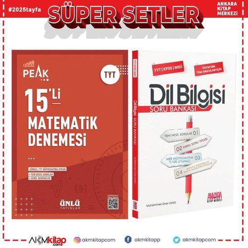 Ünlü Yayıncılık TYT Temel Matematik Best Peak 15 li Denemesi ve AKM Dil Bilgisi Soru Bankası Seti 2 Kitap