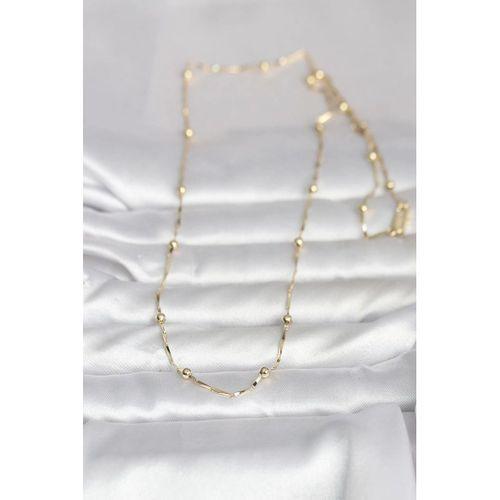 CM 14K Gold Renk Kesme Çubuk Zincir Topçuklu Model 60 cm Kadın Kolye