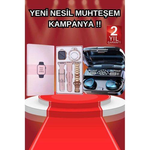 Aksesuar Hediyeli Akıllı Saat Ve Dijital Göstergeli Powerbankli Bluetooth Kulaklık