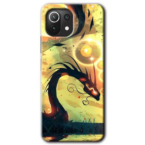 BeRa Aksesuar Xiaomi Mi 11 Lite Kılıf Baskılı Kapak - Digital Dragon +Tam Kaplayan Mat Seramik