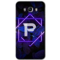 Galaxy J7 2016 Kılıf HD Desen Baskılı Arka Kapak - Dark Neon Yaprak P Harfi