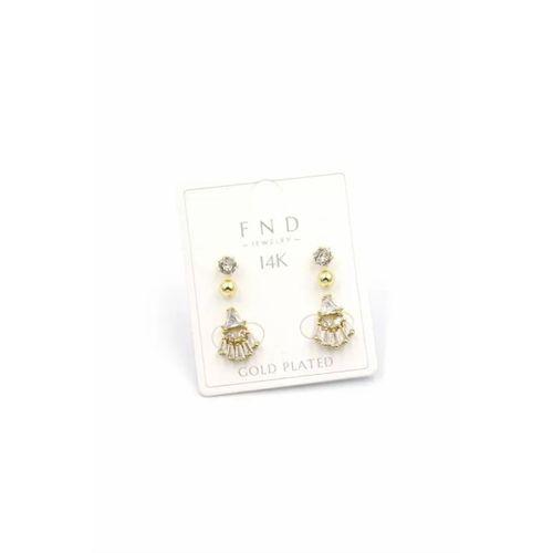 Çoklu Taşlı Küpe - Altın