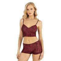 Bordo Saten Şort Takımı 9219