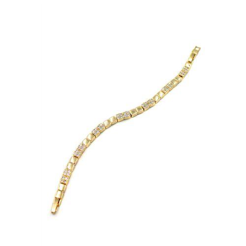 Taşlı Kare VİP Bileklik - Altın