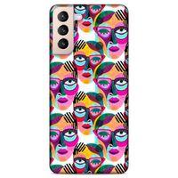 Lopard Samsung Galaxy S21 Plus Uyumlu Kılıf Sürreal Yüzler ♀ (4) Koruma Kılıfı Desenli
