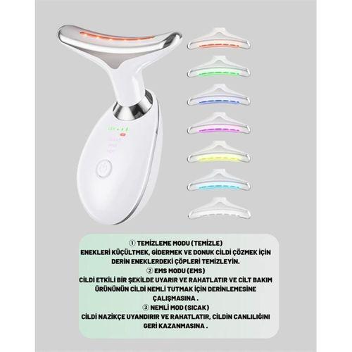 Cilt Yenileyici Şarjlı Güzellik Aleti – Pozitif/negatif İyon, Titreşimli Masaj Ve Kırmızı-mavi-yeşil Işıkla