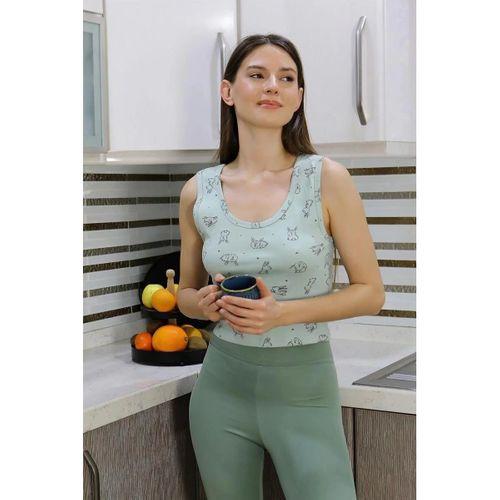 Kadın Crop Büstiyer Tayt Alt Üst Takım Suyeşili