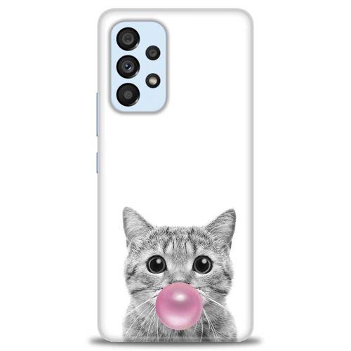 Samsung Galaxy A73 5G Kılıf HD Baskılı Kılıf - Cat + Tam Ekran Koruyucu