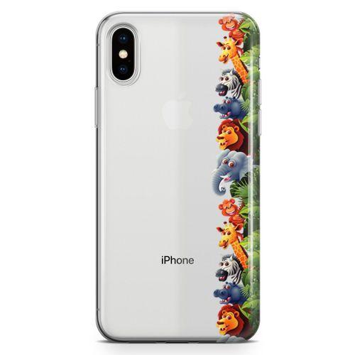 Apple iPhone X Kılıf Maymun Fil Aslan Arka Kapak Koruma Desenli Full Koruyucu