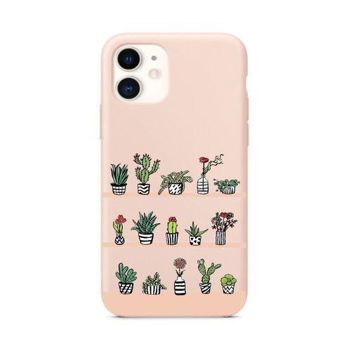 Kaktüs Bahçesi Tasarımlı iPhone 11 Pembe Telefon Kılıfı
