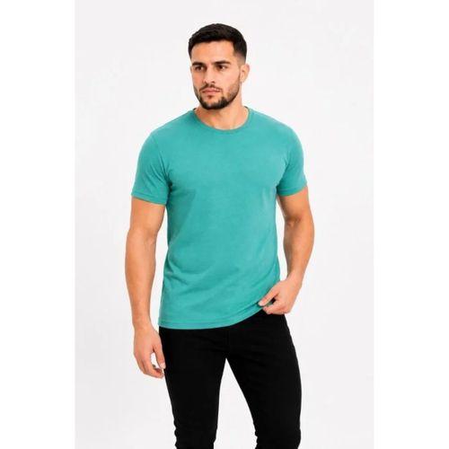 Erkek Basic Tişört Bisiklet Yaka Kısa Kol Günlük Yazlık Slim Fit T-Shirt - Su Yeşili