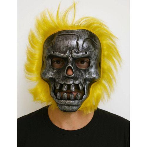 Wild Skull - Metal Kafatası Sarı Saçlı İskelet Maske - Lisinya