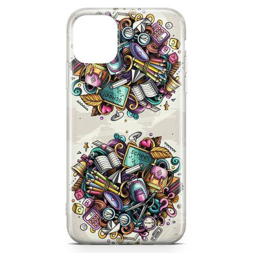 Apple iPhone 11 Kılıf Kırtasiye Malzemeleri Doodle Arka Kapak Koruma Desenli Full Koruyucu