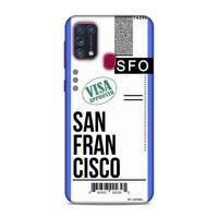 Samsung Galaxy M31 Kılıf Uçak Bileti San Francisco Arka Kapak Koruma Desenli Full Koruyucu