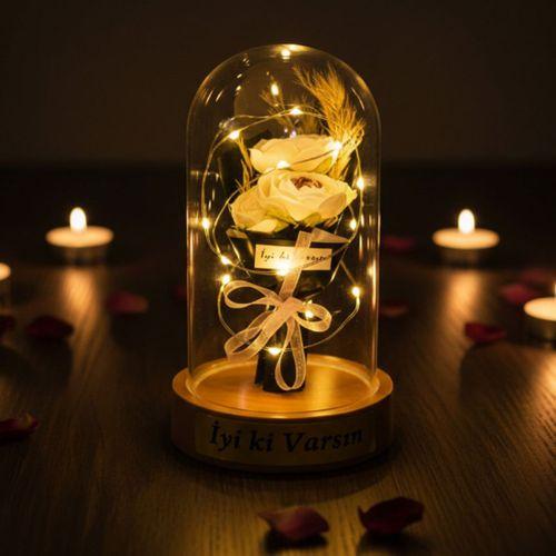 Gül Buketi Ledli Fanus