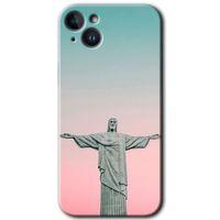 Potkal Hediye Fabrikası Potkal Hediye Fabrikası iPhone 14 Plus Kılıf HD Desen Baskılı Arka Kapak - Temperli Cam - Rio