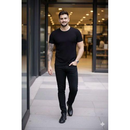 Erkek 3lü Bisiklet Yaka Tişört – Kısa Kollu Yazlık Slim Fit Body - Siyah, Ekru, Hardal