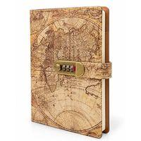 Şifreli Vintage Dünya Haritası Desenli Defter Alk6472