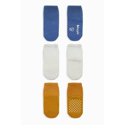 Kaymaz Penye Soket Çorap 3’lü İndigo Ekru Hardal, Şık ve Yumuşak