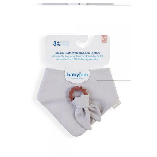 BabyJem BabyJem Silikon Diş Kaşıyıcılı Müslin Önlük 736 Gri