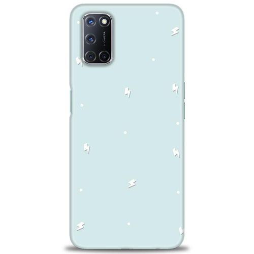 Oppo A92 Kılıf HD Baskılı Kılıf - Beyaz Şimşekler + Tam Ekran Koruyucu