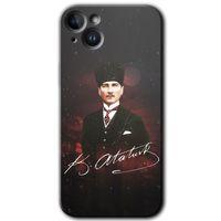 Potkal Hediye Fabrikası iPhone 14 Plus HD Baskılı Kılıf + 9D Tam Ekran Koruyucu - Kemal Atatürk