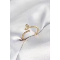 Gold Renk Pirinç Kuyruklu Kalp Model Kadın Yüzük