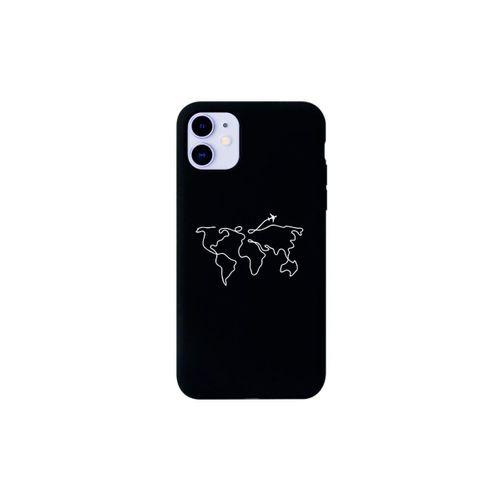 iPhone 11 Dünya Harita Rotalı Siyah Lansman Kılıf