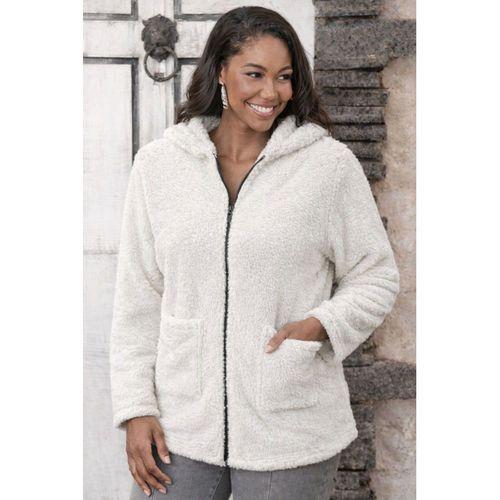 Kadın Uzun Kollu Kapşonlu önden Fermuarlı Cepli Welsoft Ceket