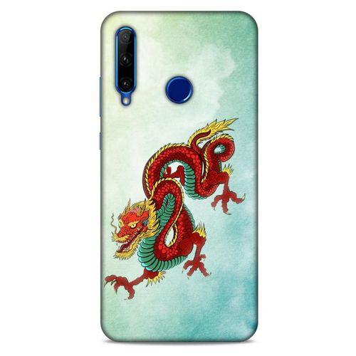 Huawei Y6P Kılıf Dragons (25) Antişok Kapak Tatoo Sarı Kırmızı Ejderha