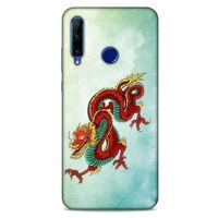 Huawei Y6P Kılıf Dragons (25) Antişok Kapak Tatoo Sarı Kırmızı Ejderha