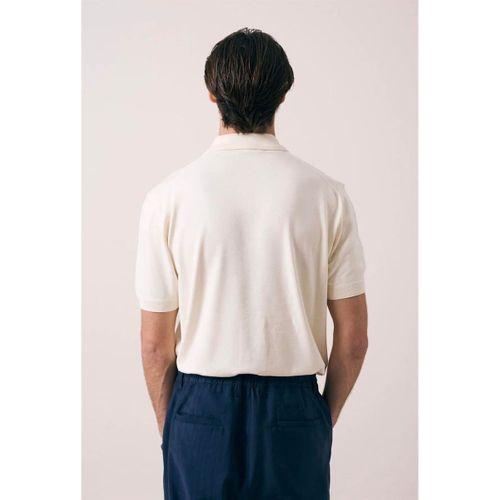 Linus Fermuarlı Polo Yaka Kısa Kollu İnce Triko Erkek T-Shirt - Bej