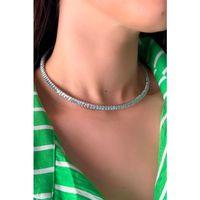 Baget Taşlı Tasma Kolye - Gümüş