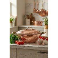 Turna Bakır Wok Tava 25 Cm Kapaklı El Dövme Kırmızı Turna4812-1