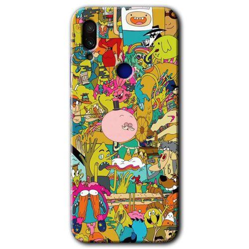 MRCİLETİSİM Xiaomi Redmi Note 7 Kılıf Baskılı Kapak - Süper Çizgi Kahramanlar 2 + 5D Tam Kaplayan Cam