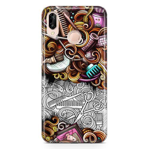 Huawei P20 Lite Kılıf Kuaför Malzemeleri Doodle Arka Kapak Koruma Desenli Full Koruyucu